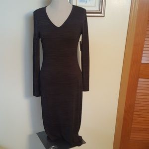 Long Sleeve V-Neck Black Women's Dress
